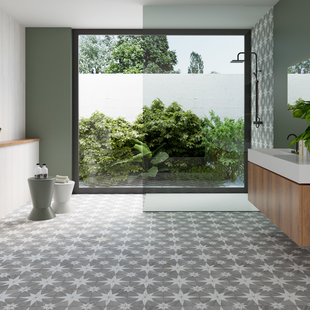 Llama Stella Loire Verso Silver Smoke 9-3/4 in. x 9-3/4 in. Porcelain Floor and Wall Tile