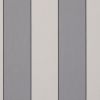 Vertical fabric-panel blinds, closed, featuring wide alternating gray and off-white stripes with thin dark seams; covering a window or wall, presenting flat, evenly diffused indoor lighting and minimalist appearance.