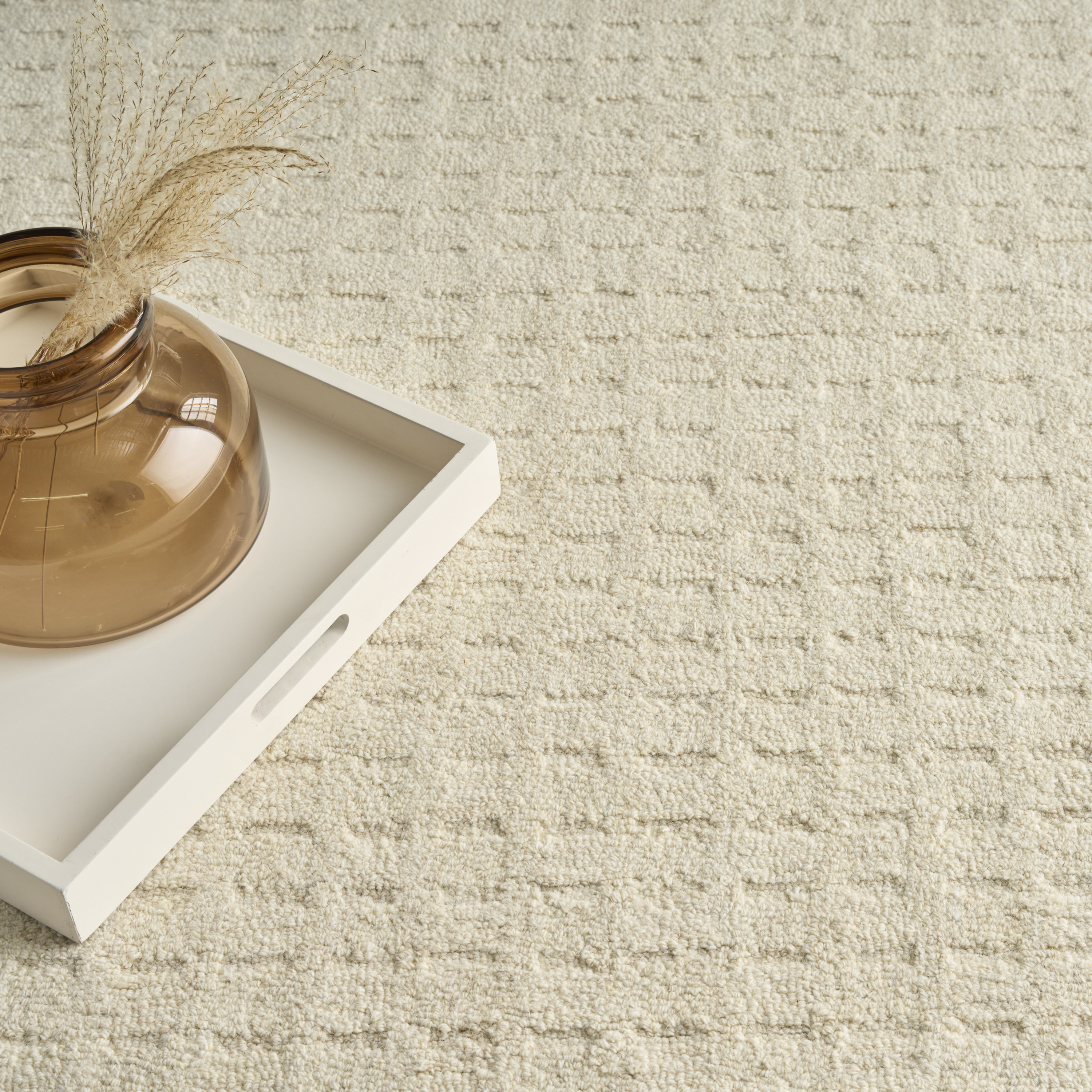 DKNY Pure Grids 3'9" x 5'9" Ivory Beige Contemporary Indoor Rug