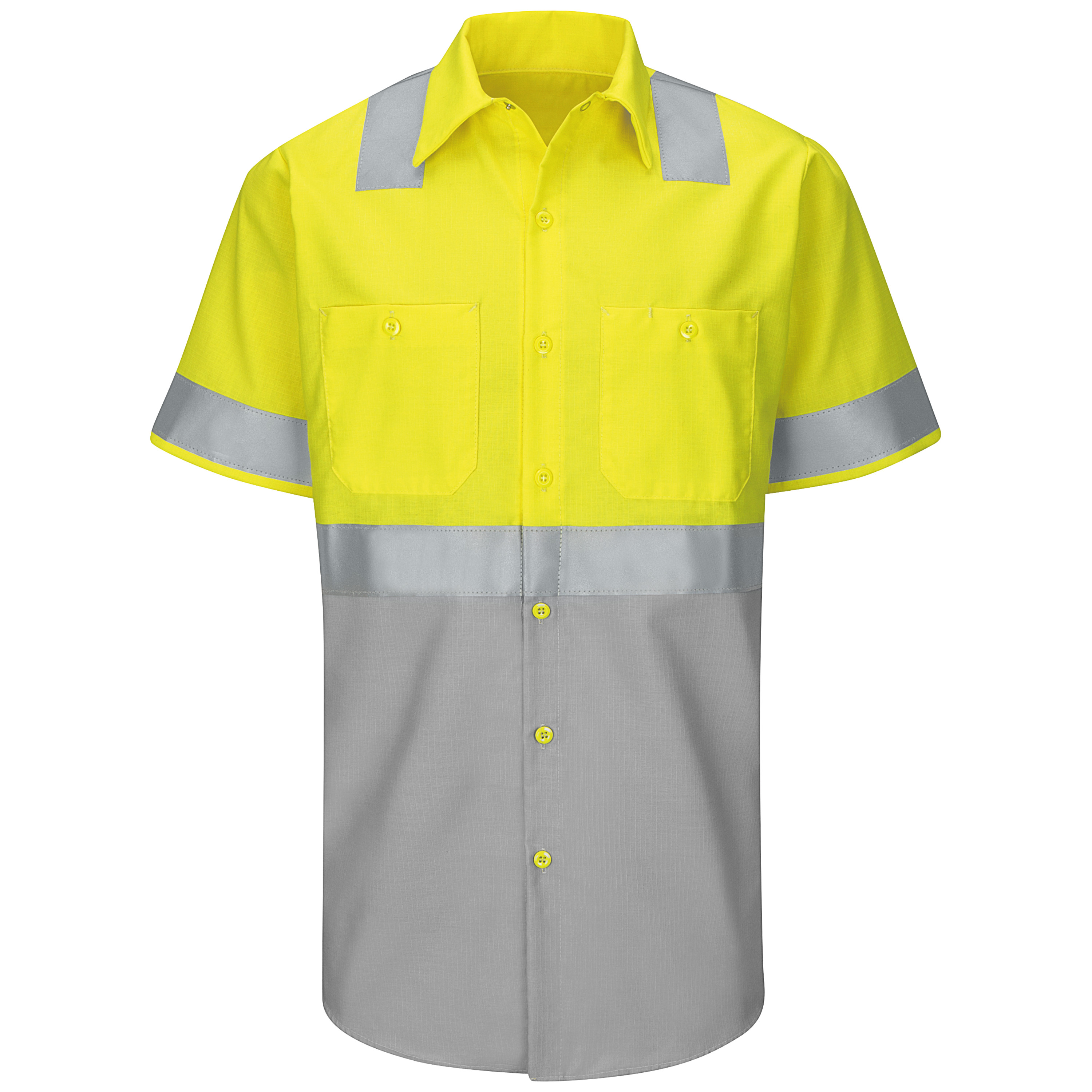 Camisa de trabajo Red Kap para hombre de alta visibilidad manga corta bloque de color Ripstop - - Imagen 7 de 11