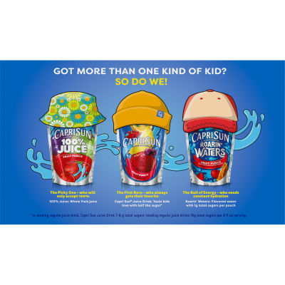 Capri Sun Roarin' Waters Wild Cherry Waterfall Naturally Flavored Water Beverage, 10 ct Box, 6 fl oz Drink Pouches