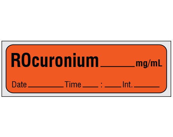 Shamrock Scientific LABEL, ROCURONIUM DATE/TIME/INIAL PRECUT RED (500/RL)