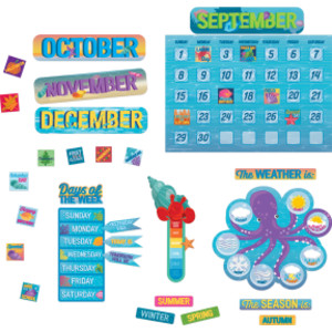 Seas the Day Calendar Bulletin Board Set, 98 Pieces