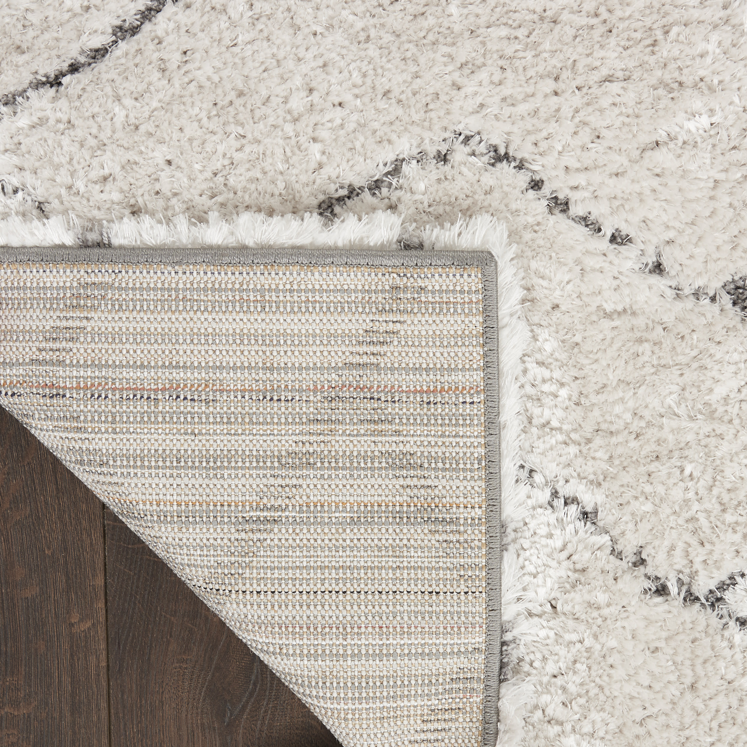 Nourison Dreamy Shag 5'3" x 7'3" Ivory Grey Shag Indoor Rug