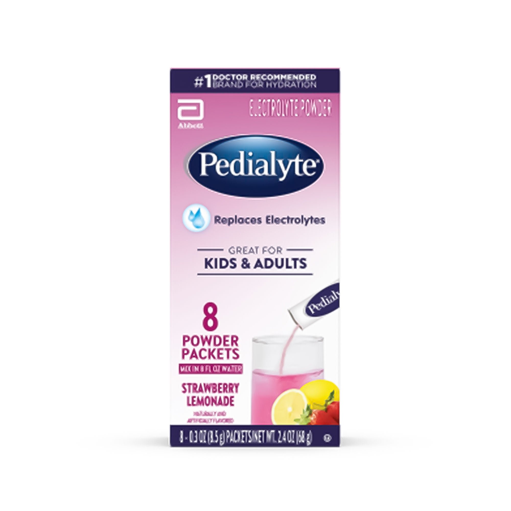 Abbott Nutrition PEDIALYTE, PDR STRWBRY LEMONADE 8.5GM (64/BX 8BX/CS)