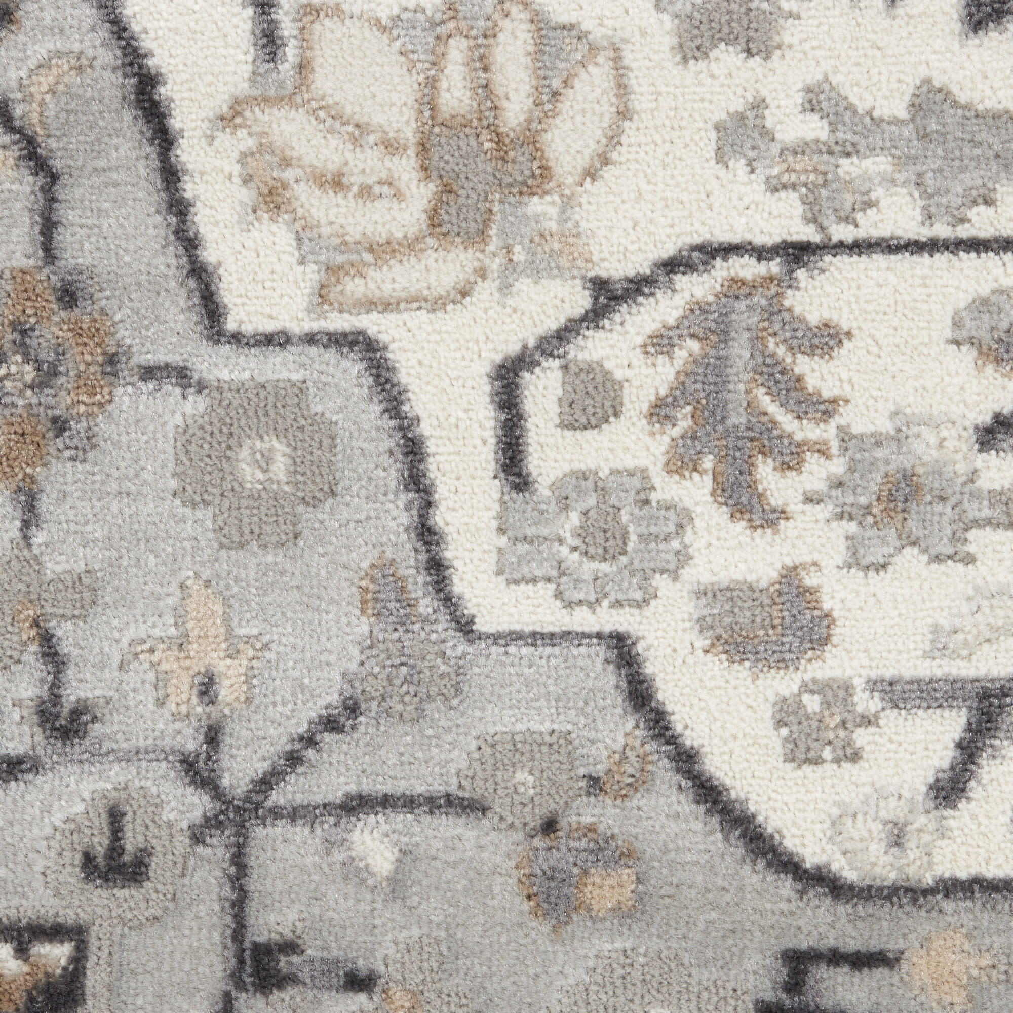 Nourison Elation 5'3" x Round Ivory Grey Transitional Indoor Rug