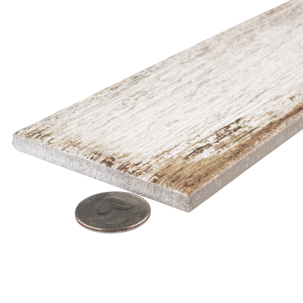 Bora White 3-1/8 in. x 17-1/2 in. Porcelain Floor and Wall Tile