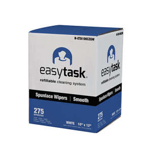 Hospeco, EasyTask® GrabBox®, Solvent Resistant Spunlace Wipers, Centerpull, 10" x 12", Centerfeed Roll, White