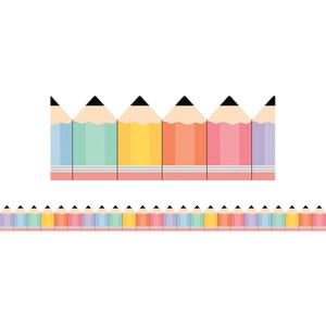 Multicolor Pencils Die-Cut Decorative Border Trim, 35 ft