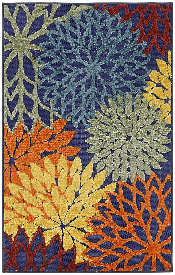 Nourison Aloha 2'8" x 4' Navy Multicolor Outdoor Rug