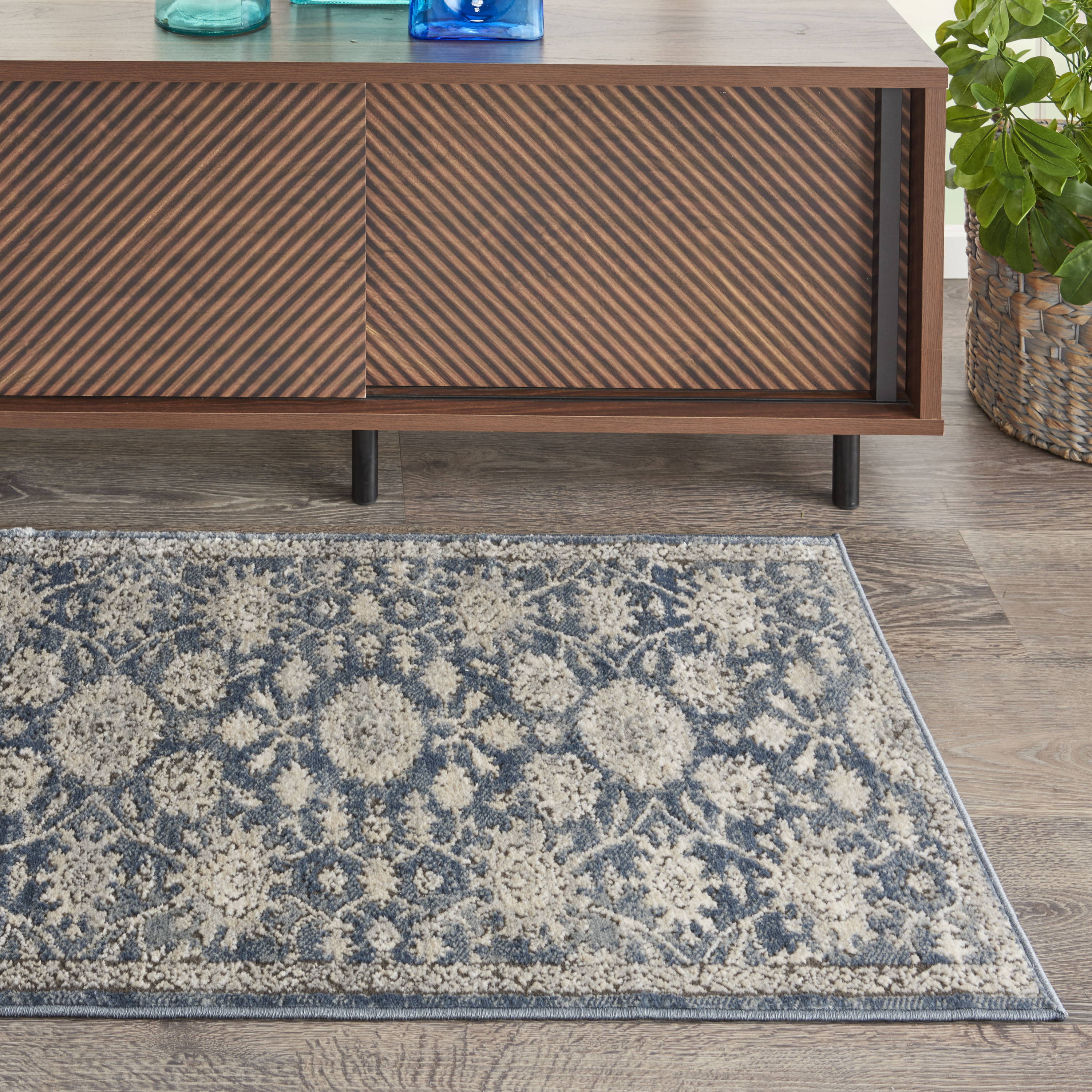 Nourison Quarry 2'2" x 3'9" Blue Beige Vintage Indoor Rug