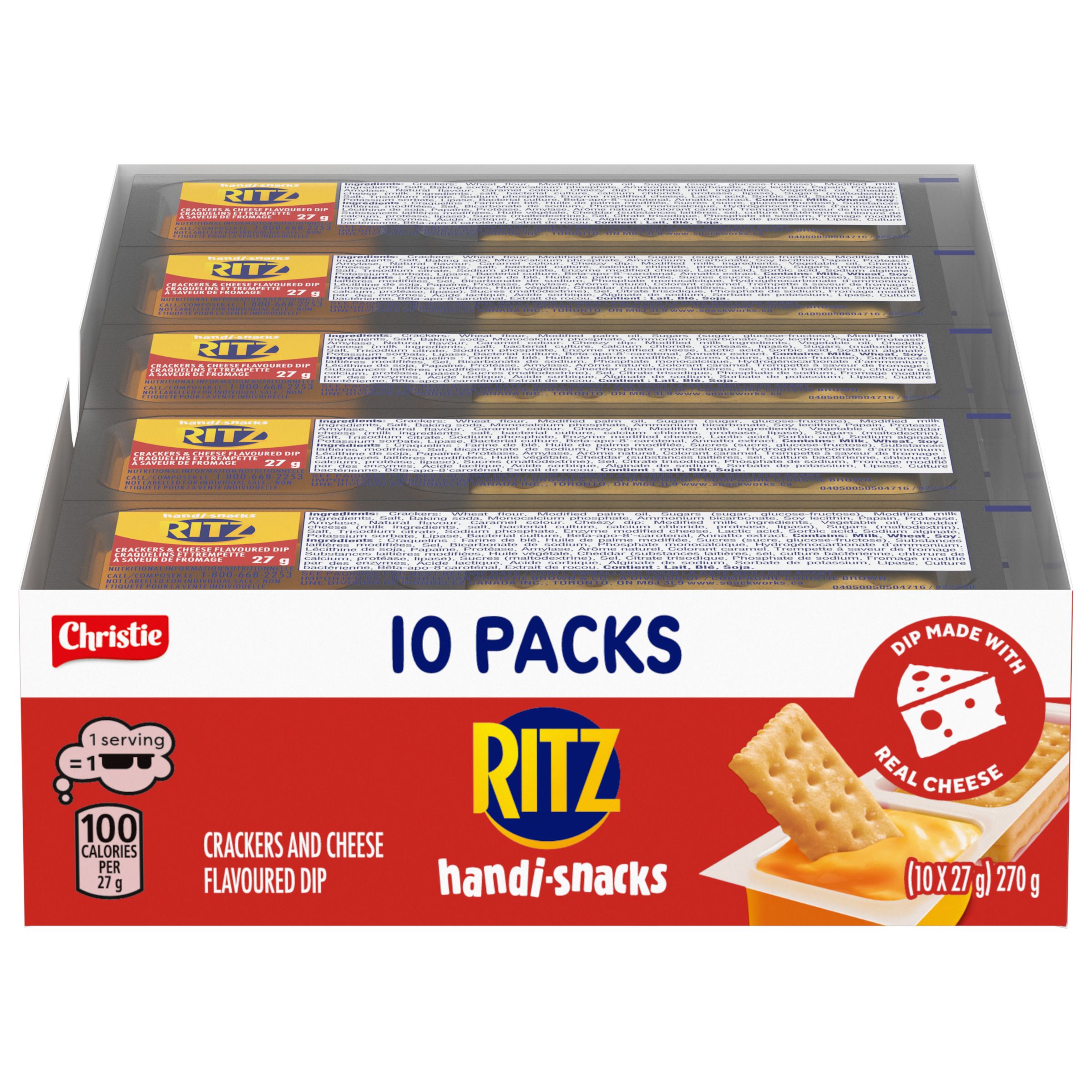 RITZ Handi Snacks, craquelins et trempette à saveur de fromage, 270 g-1