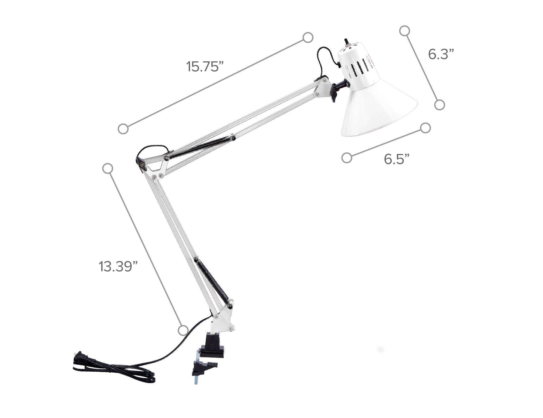 Bostitch Office Vlf100wht Swing Arm Desk Lamp With Clamp Mount 36" Reach Wit... for sale online