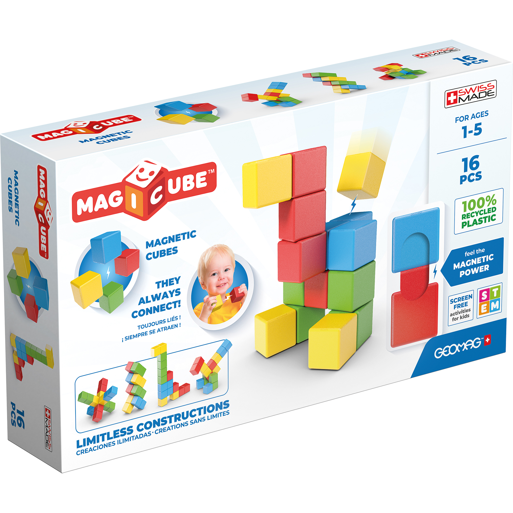 Geomag Magicubes Full Color Try Me Recycled, 16 Pieces image number null
