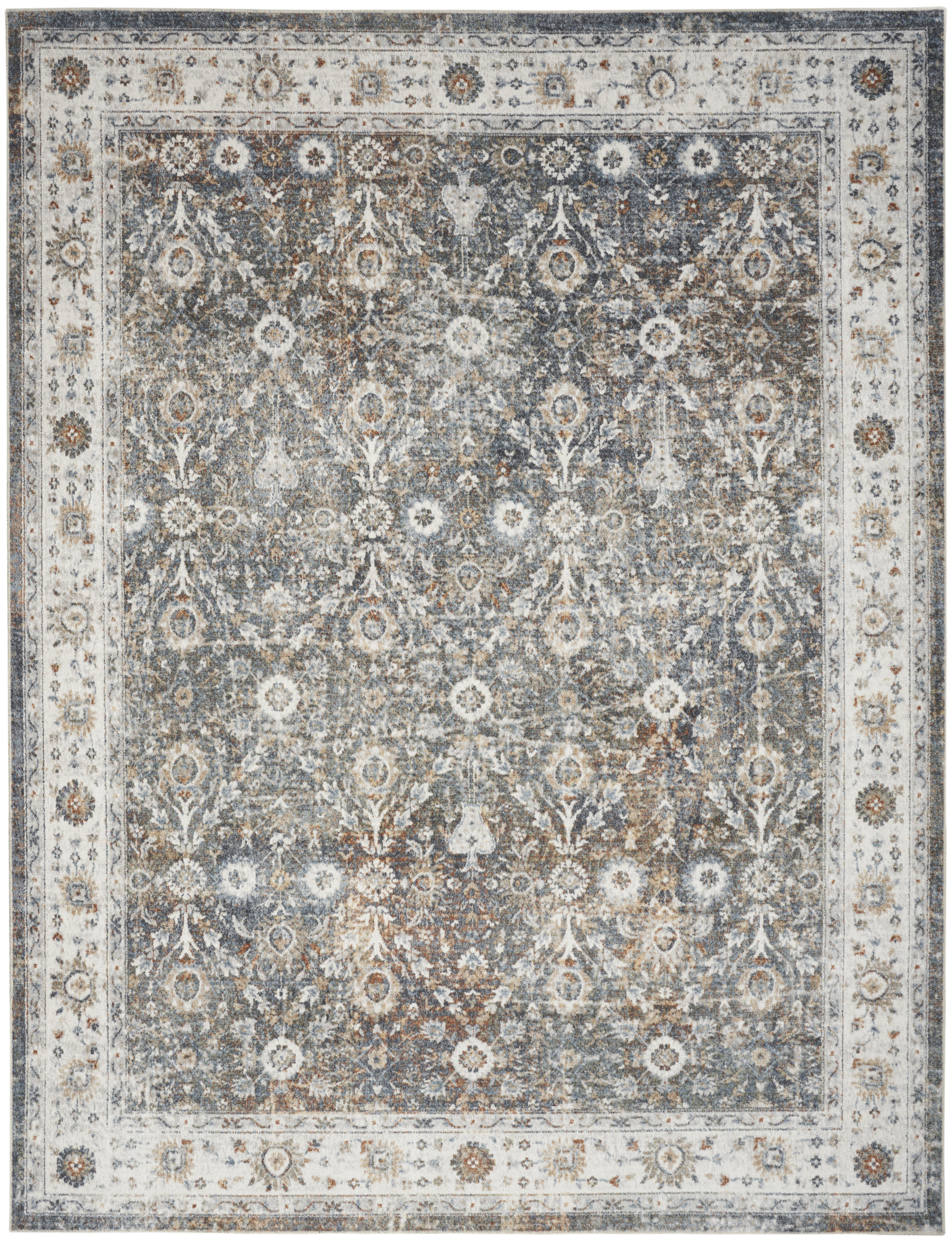 Nourison Astra Machine Washable 7'10" x 10' Ivory Multicolor Vintage Indoor Rug