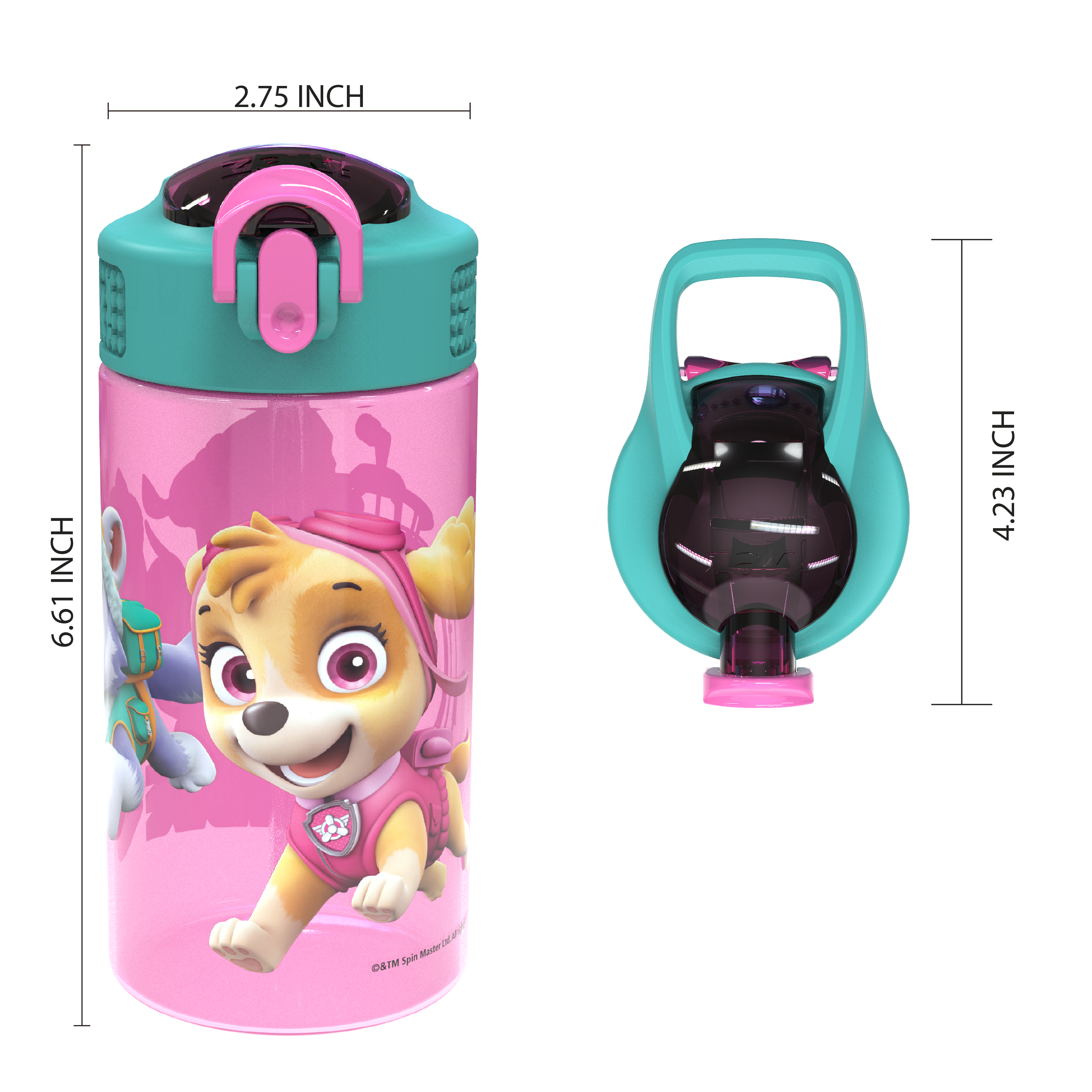 Paw Patrol 16 ounce Reusable Plastic Water Bottle with Straw, Skye, 2-piece set slideshow image 5 Paw Patrol 16 ounce Reusable Plastic Water Bottle with Straw, Skye, 2-piece set slideshow image 5
