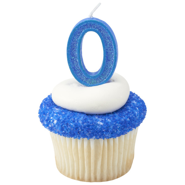 0 Mini Glitter Numeral Candles
