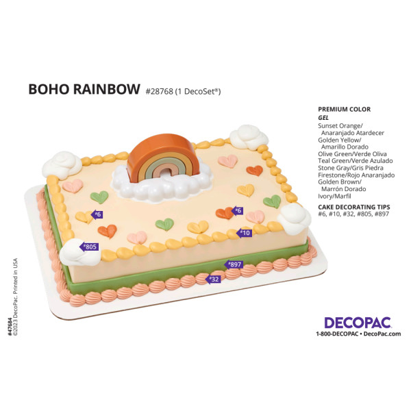 Boho Rainbow Cake Decorating Instruction Card