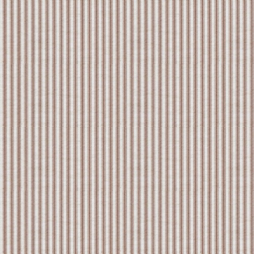Narrow vertical striped wallpaper fills the frame, alternating thin brown dashed and white bands; repeating pattern covers a flat surface under even, neutral lighting.