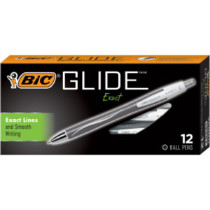 Glide&trade; Exact Retractable Ball Point Pen, Fine Point (0.7 mm), Black, 12-Count