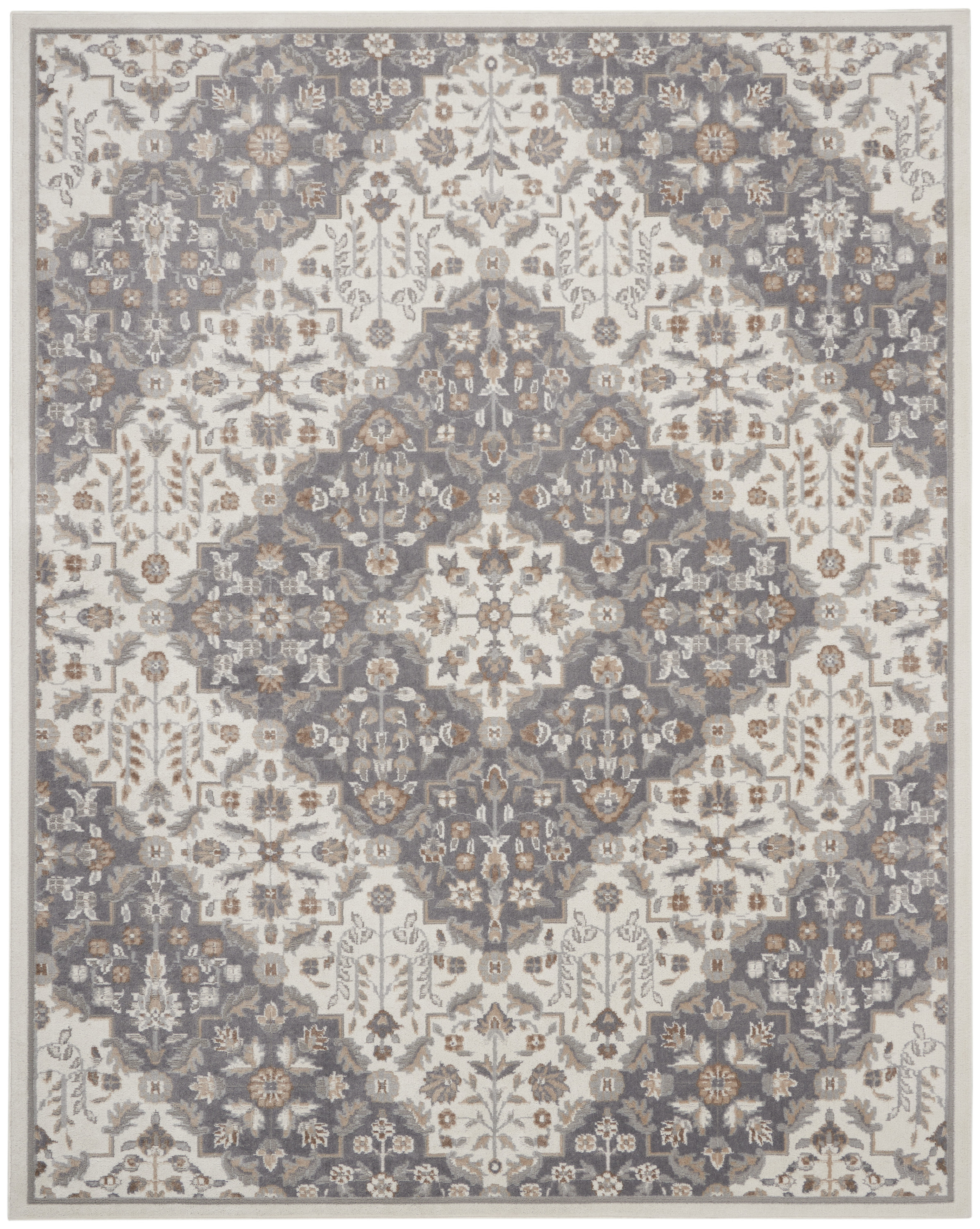 Nourison Elation 9' x 12' Ivory Grey Transitional Indoor Rug