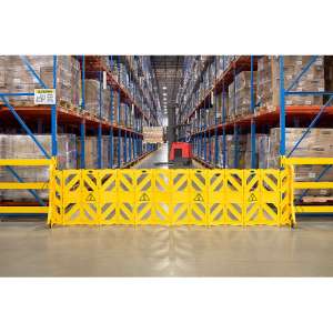 Rubbermaid Commercial, Mobile Safety Barrier, Plastic, 13 ft, Yellow