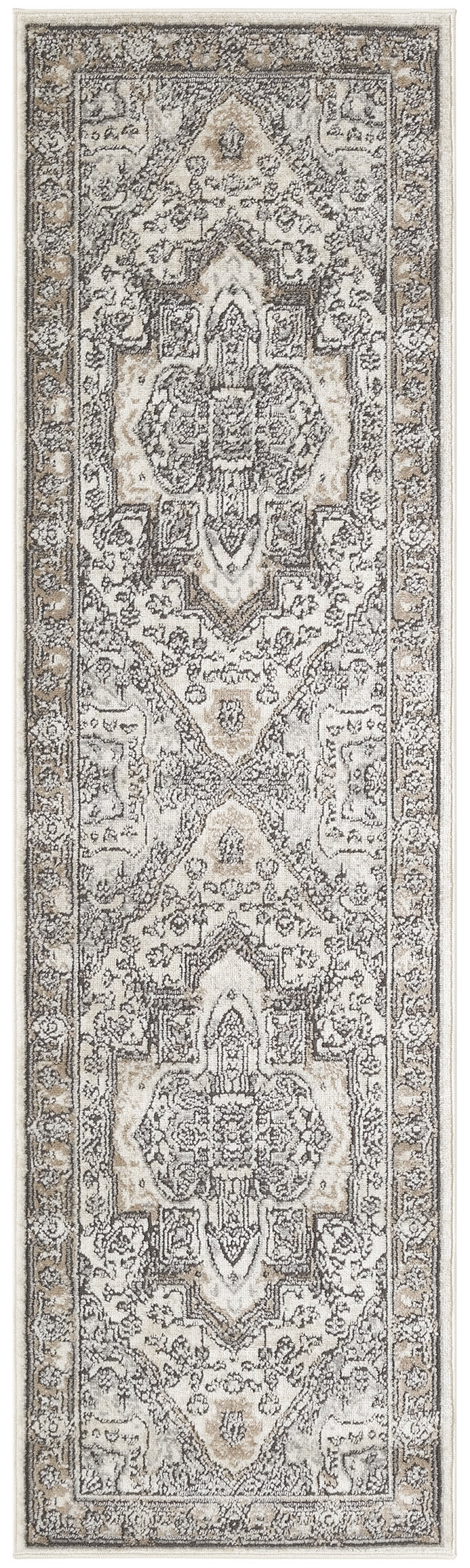 Nourison Quarry 2'2" x 7'6 Ivory Grey Taupe Vintage Indoor Rug
