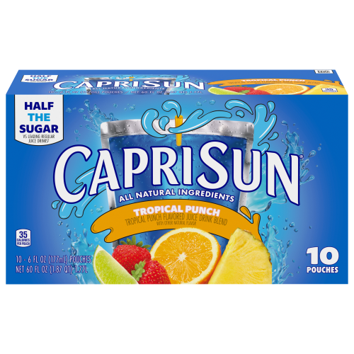 Capri Sun® Tropical Punch Flavored Juice Drink Blend, 10 ct Box, 6 fl oz Pouches Image