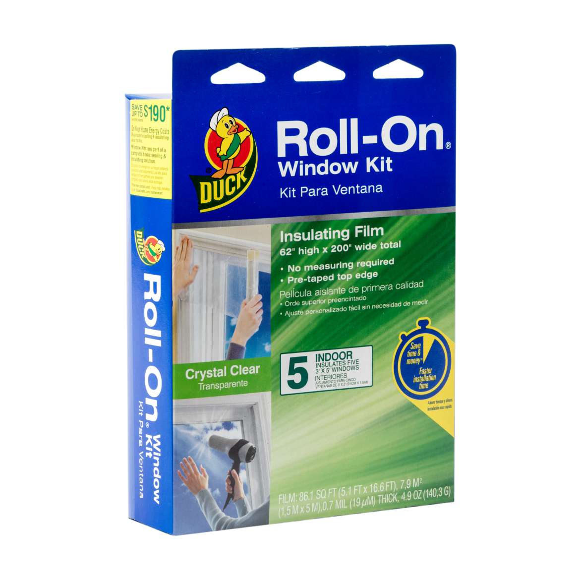 RollOn Window Insulation Kit 62in x 200in 5pk Duck Brand