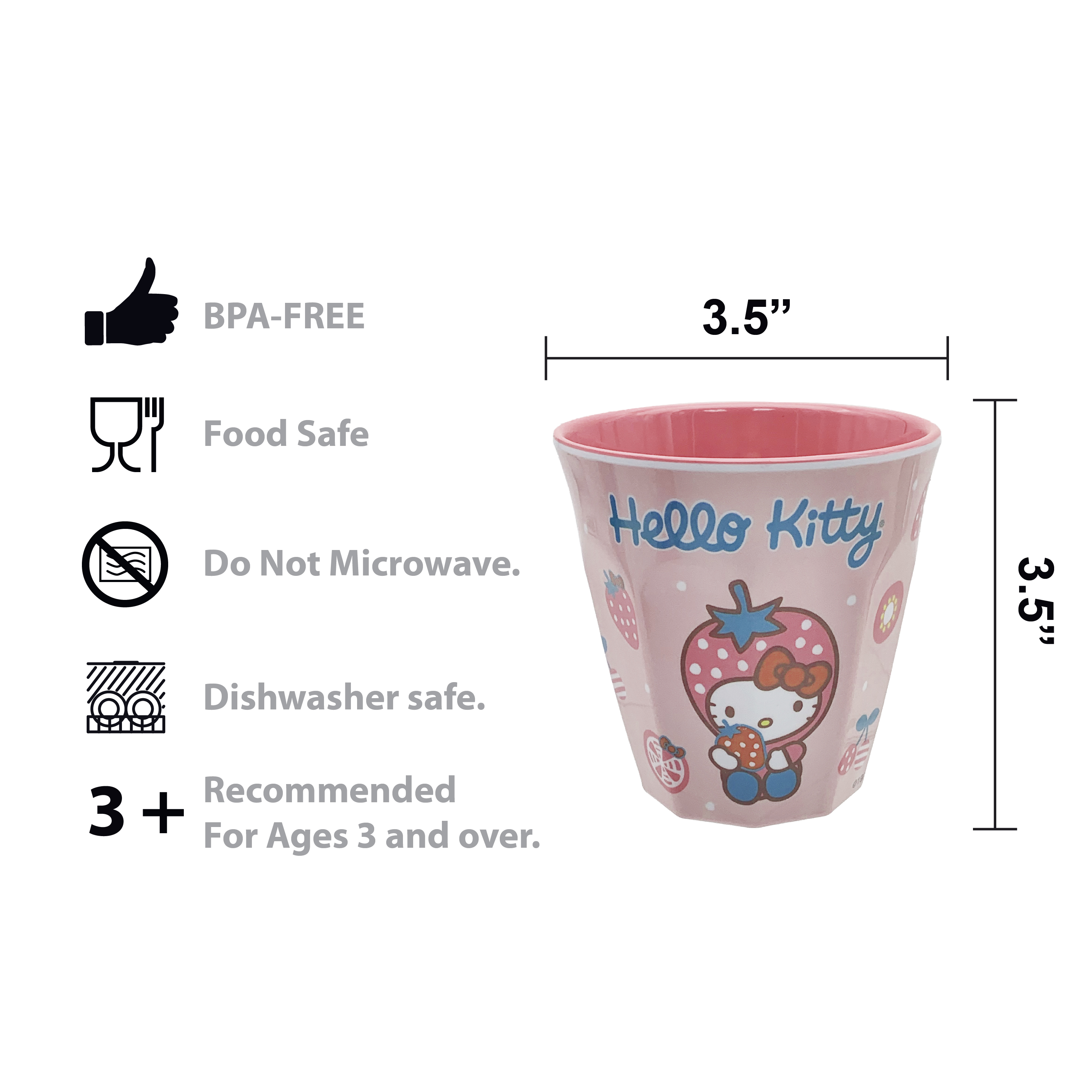 Sanrio 10 ounce Melamine Kids Cup, Hello Kitty, 4-piece set slideshow image 3