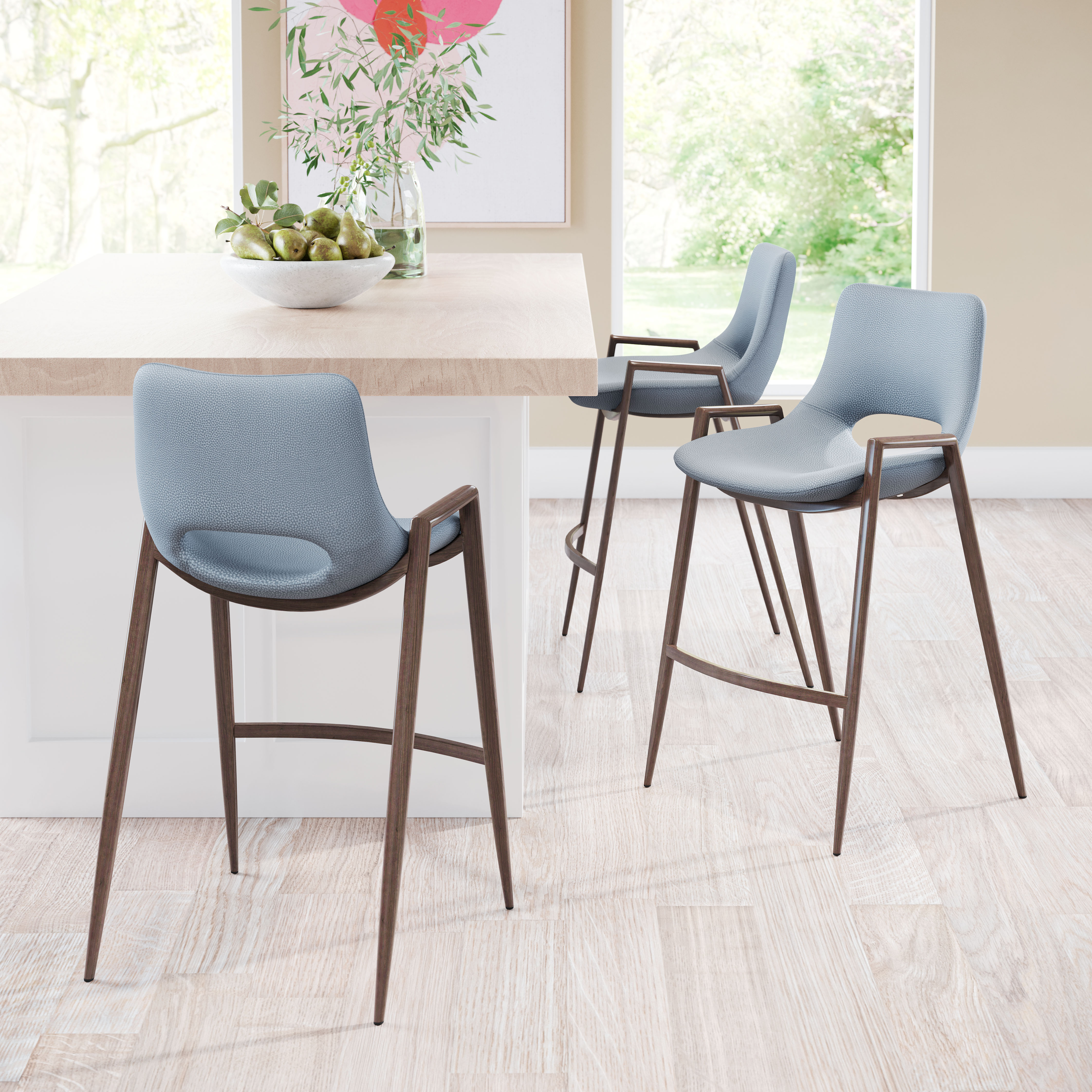 Desi Counter Stool (Set of 2) Azure Gray & Walnut product image