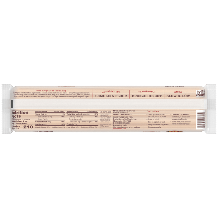 Thin Spaghetti Pasta, 16 oz - Back Image
