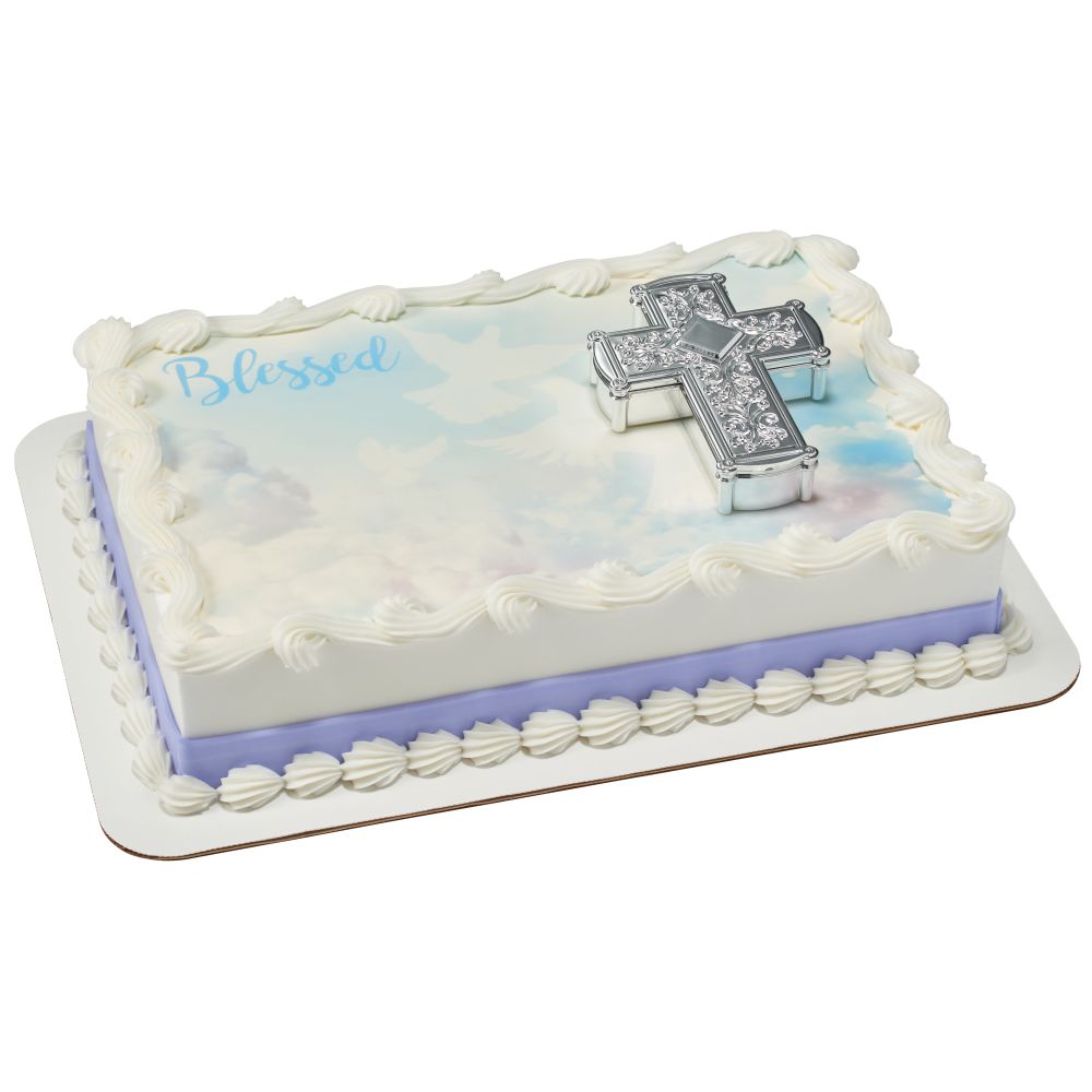 Image Cake Silver Cross Blessed