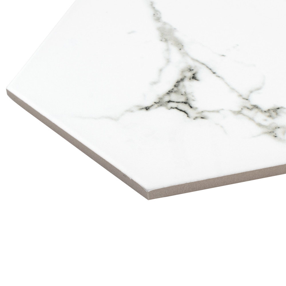 Timeless Calacatta Hex 8-5/8 in. x 9-7/8 in. Porcelain Floor and Wall Tile