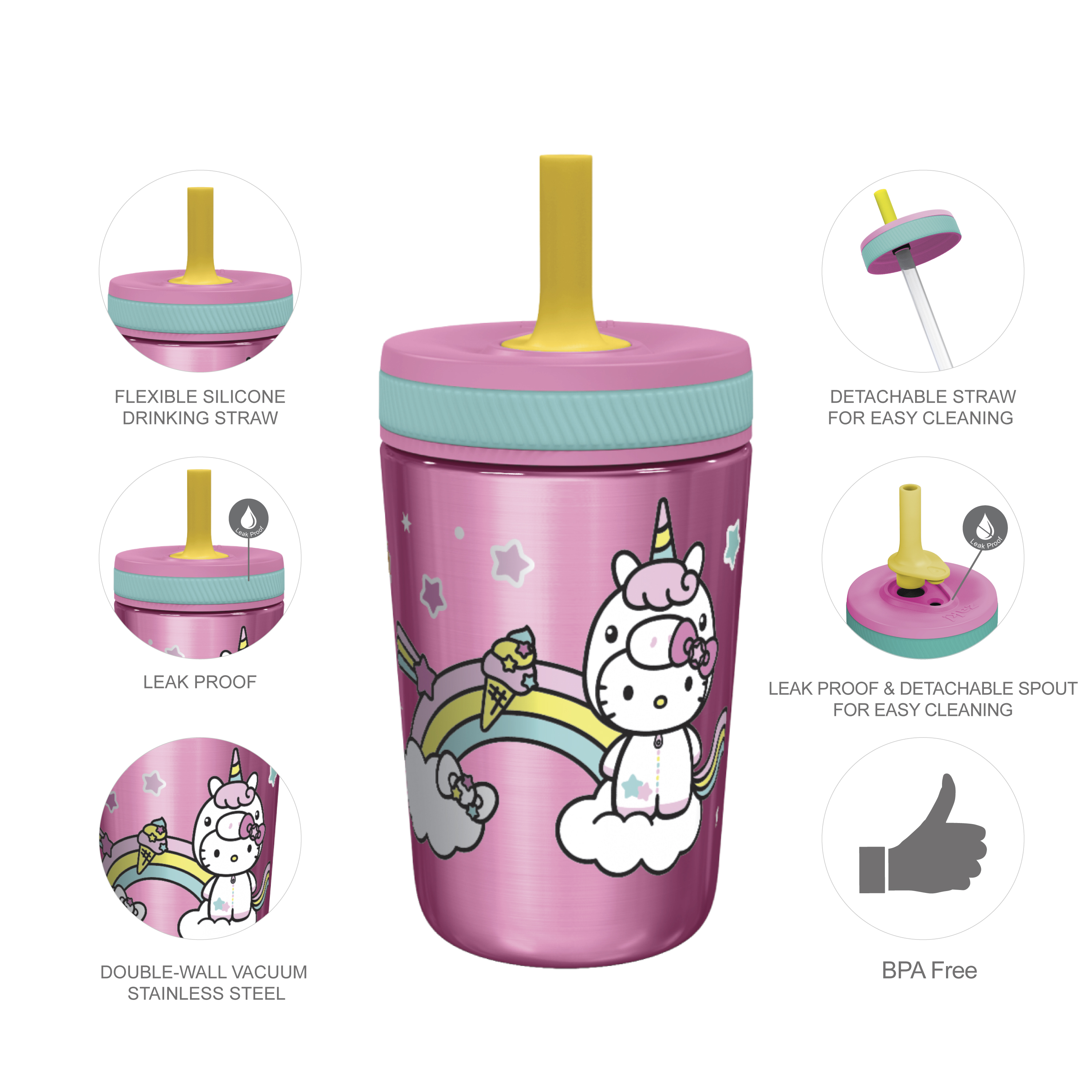 Sanrio 15  ounce Plastic Tumbler, Hello Kitty, 2-piece set slideshow image 4