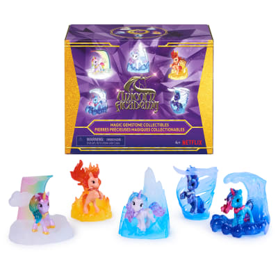 Unicorn Academy, Magic Gemstone Collectibles Pack with 5 Unicorn Toy Figures & Display Bases, Dolls & Unicorn Toys for Girls Ages 4 and up