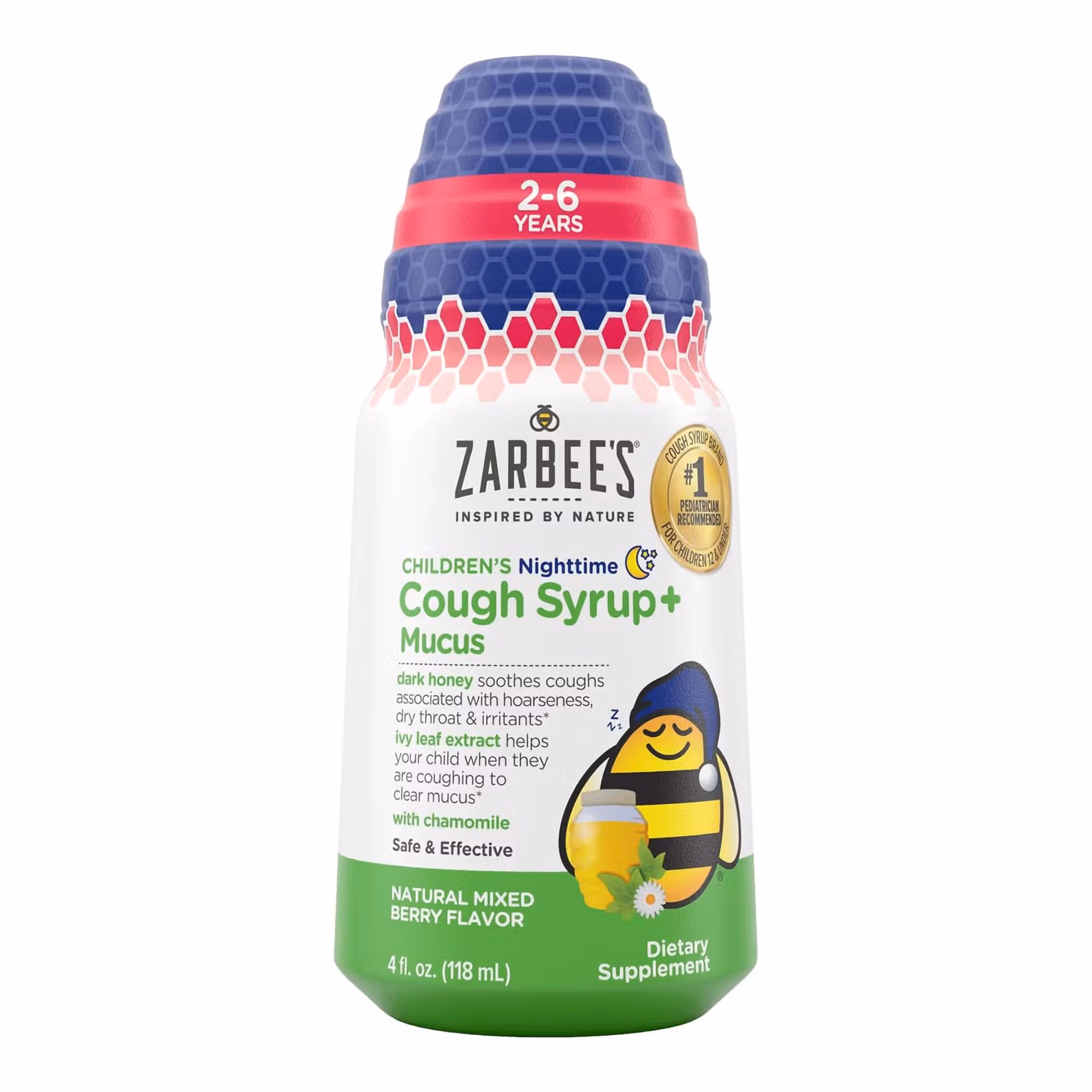 Zarbee's Children's Nighttime Cough Syrup + Mucus, Mixed Berry Flavor