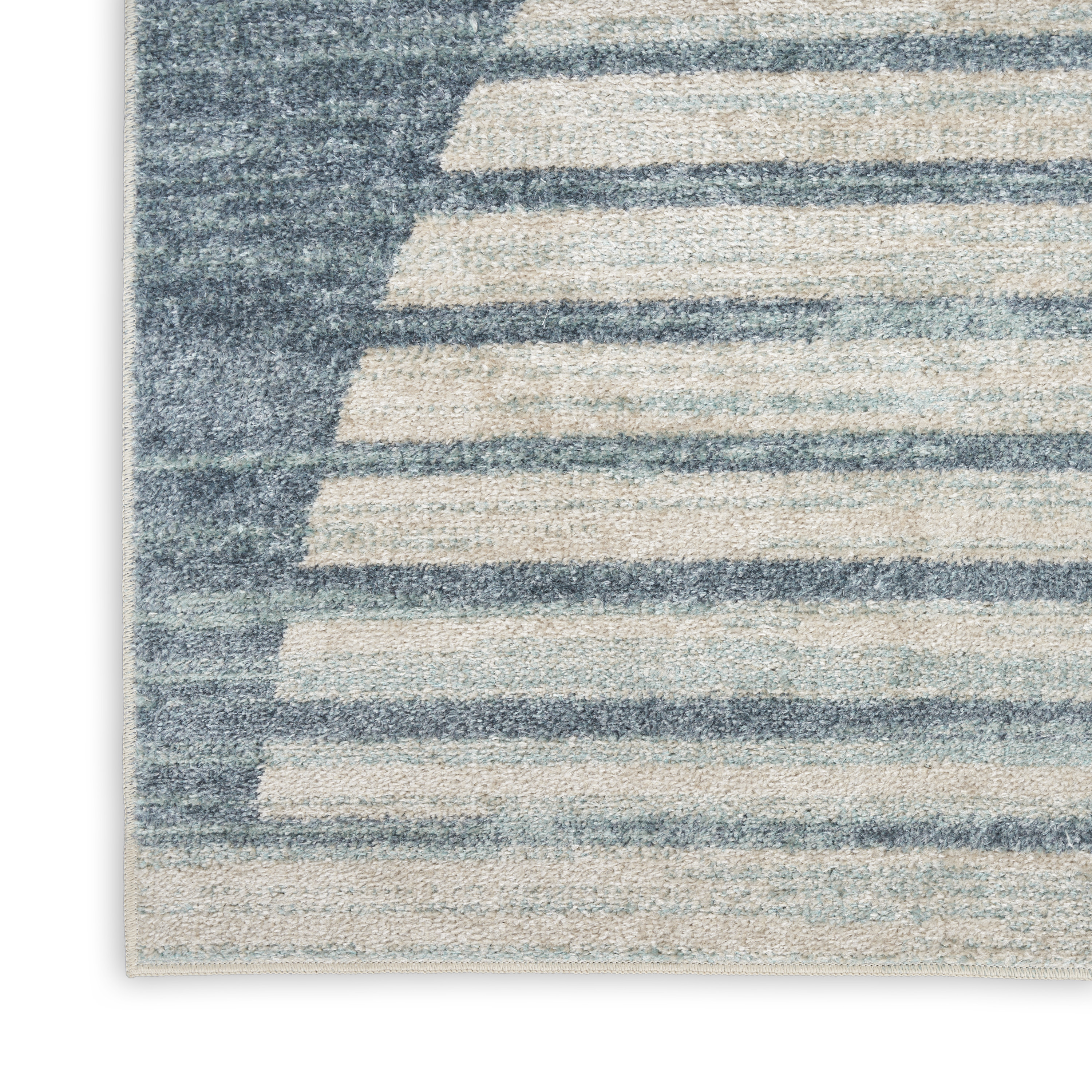 Nourison Astra Machine Washable 2' x 6' Blue Mid-Century Modern Indoor Rug