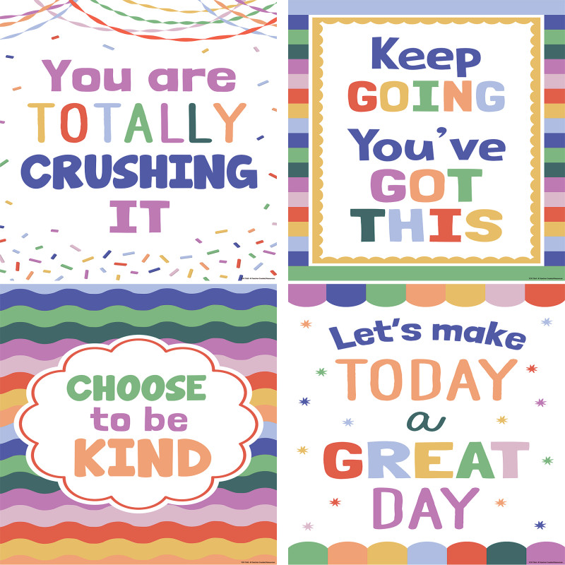 Color Crush Positive Messages Posters, 13.38x19 in, Set of 4