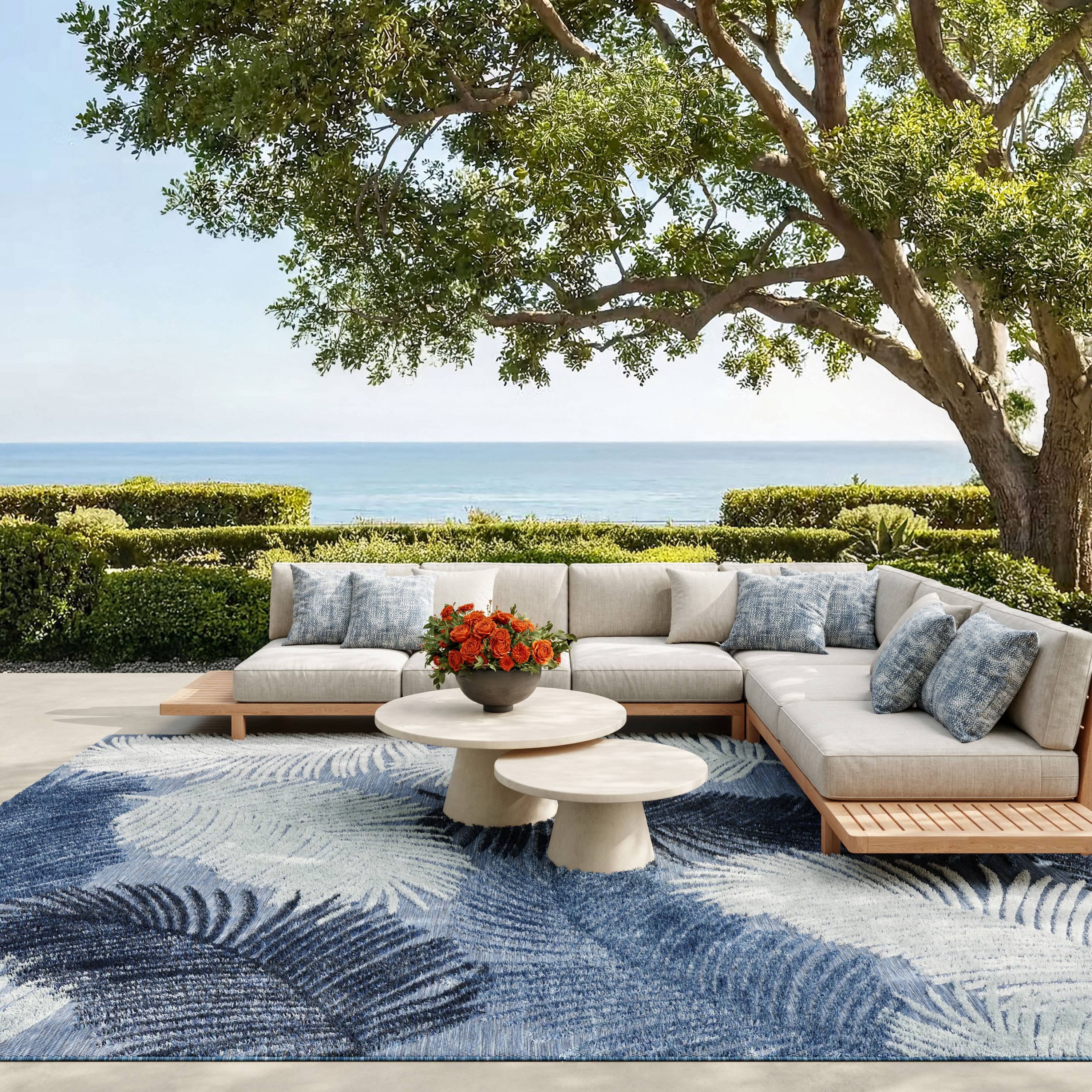 Nourison Suncoast 7'10" x 9'10" Denim Tropical Rug