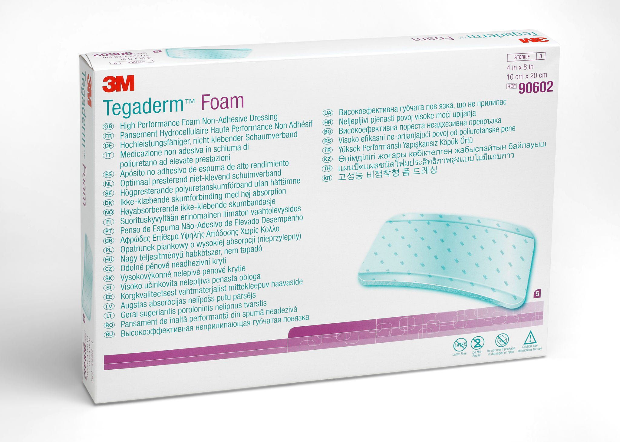 3M™ Tegaderm™ High Performance Nonadhesive w/o Border Foam Dressing, 4 x 8 Inch