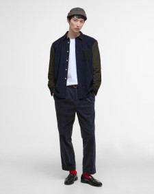 Patchwork Oversized Cord Shirt Navy/Red/Forest