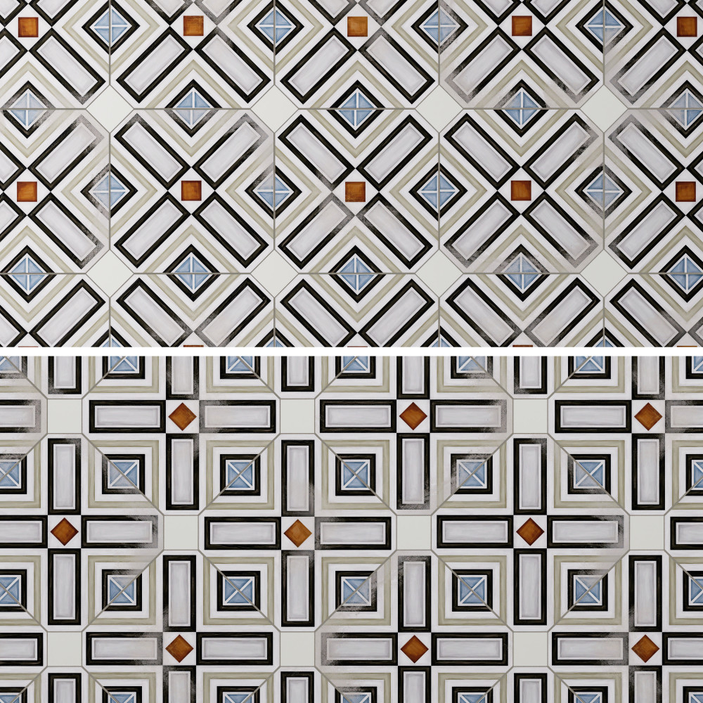 Vaudeville Octagon Deco Ritter with Taco Nacar 7-7/8 in. x 7-7/8 in. Porcelain Floor and Wall Tile