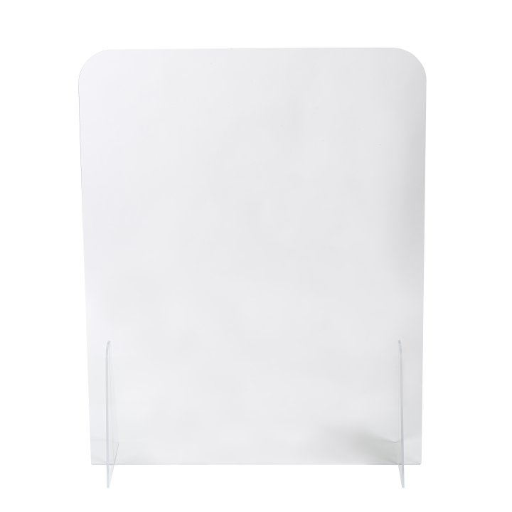 23 1/2-inch wide mobile safety guards with flat acrylic panel and two legs