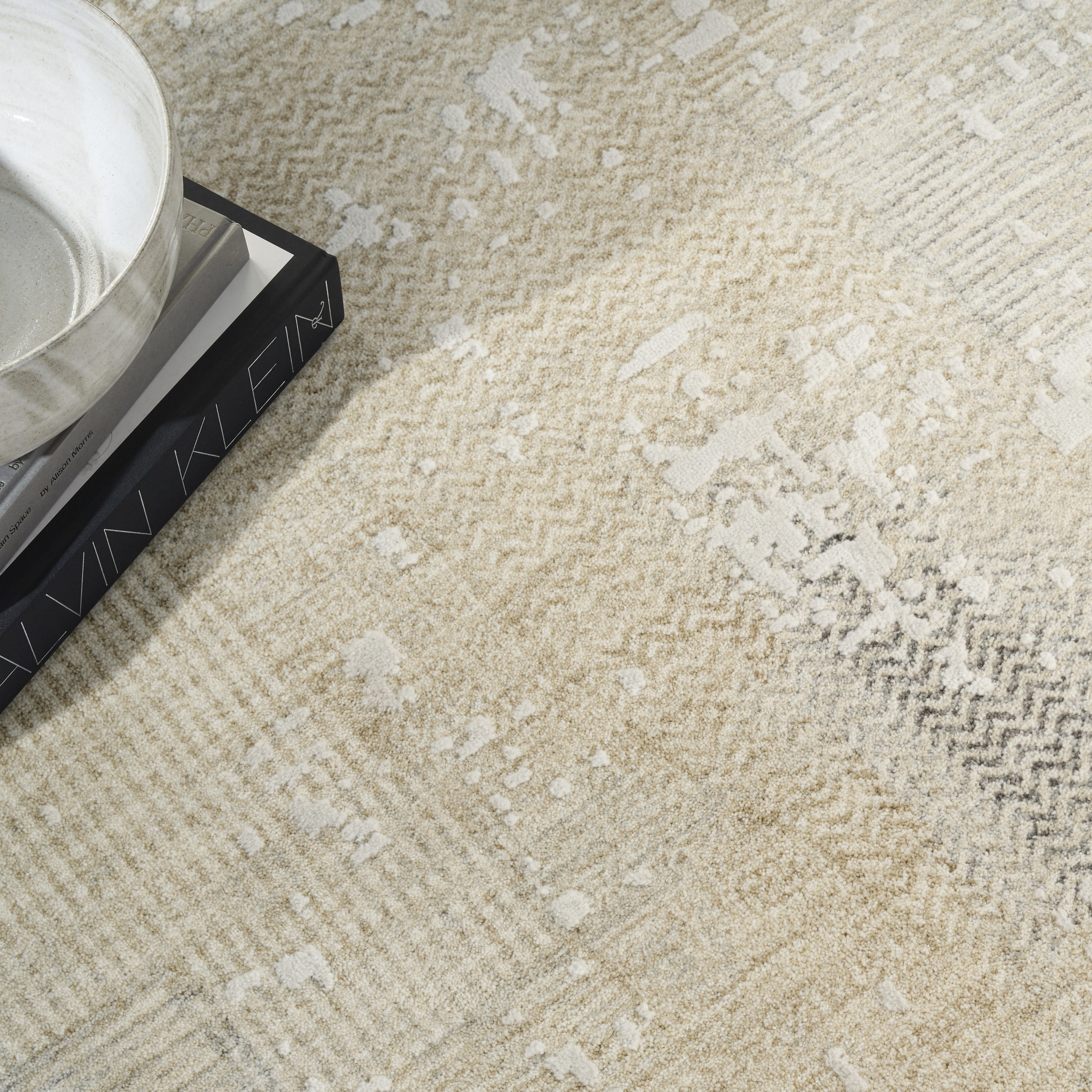Calvin Klein CK078 Summit 7'10" x 10'2" Cream Ivory Modern Indoor Rug