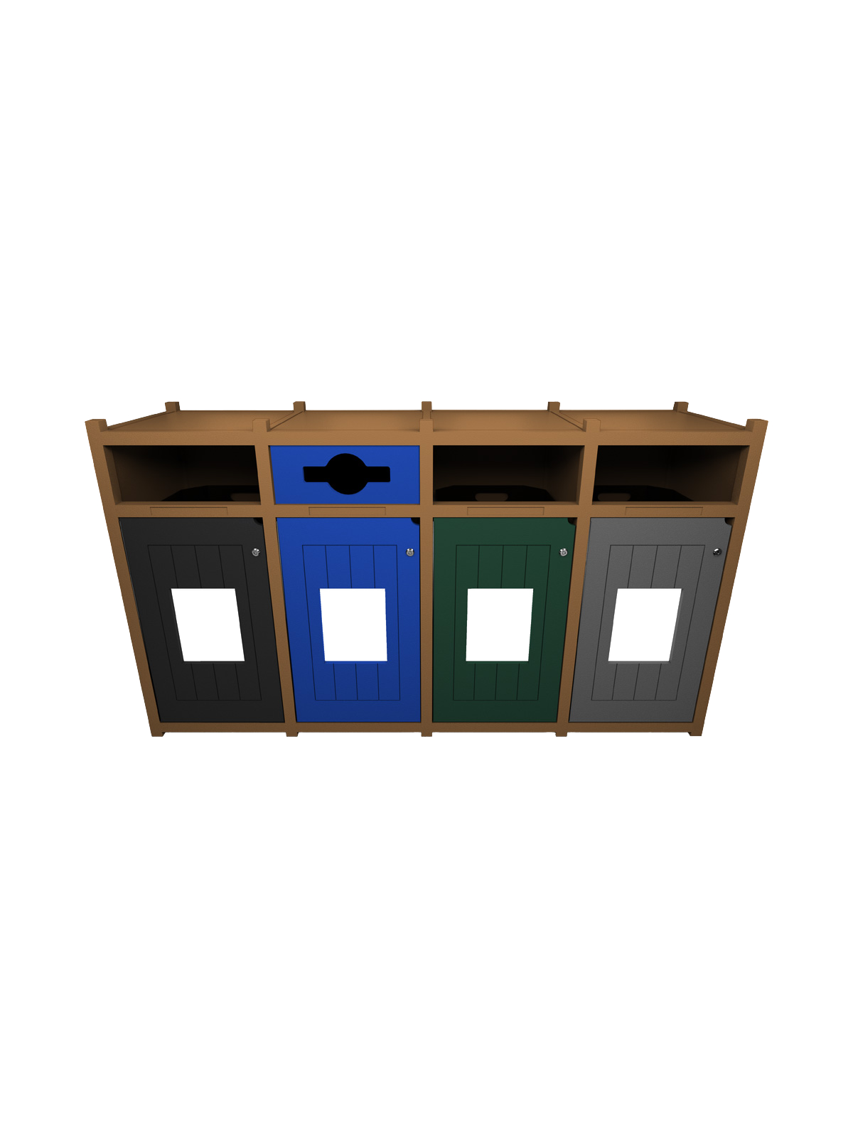 VISION – Quad – Unit – Full-Mixed-Full-Full – Cedar-Black-Blue-Green-Grey