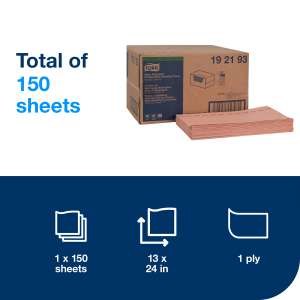 Tork, W25, Antimicrobial Odor Resistant, 1 ply, 13.00"x24.00", Nonwoven Fabric, Food Service Wipers, Red