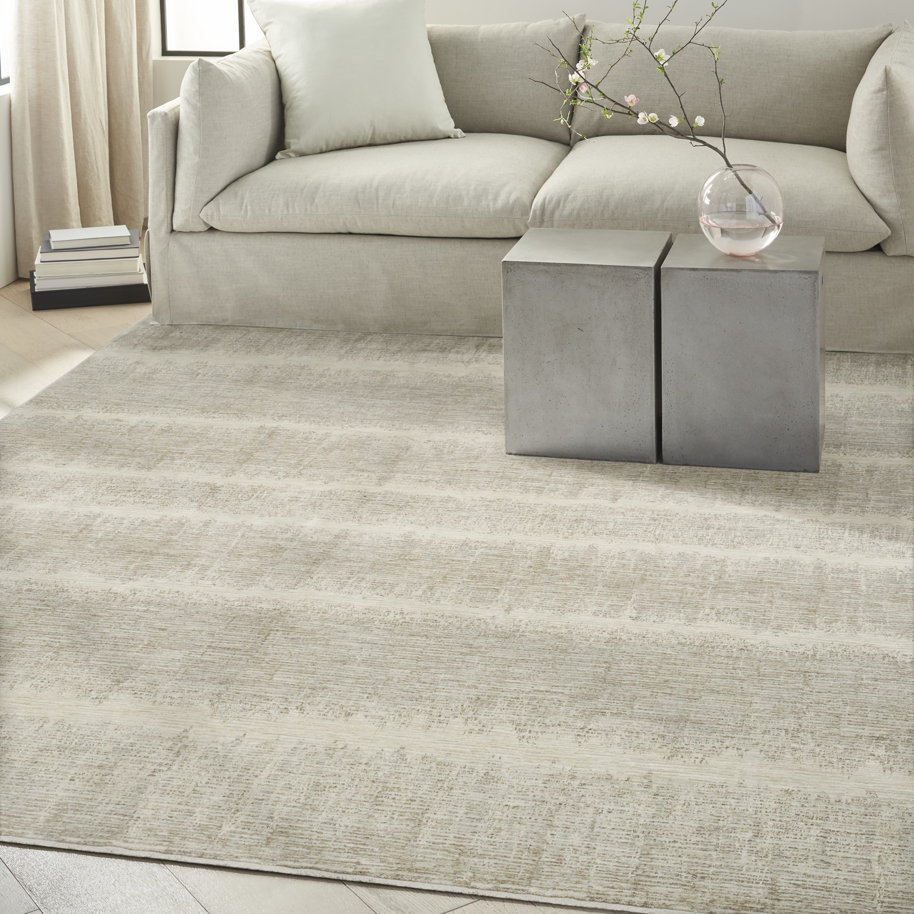 Calvin Klein CK079 Notes 7'10" x 9'10" Ivory Grey Modern Indoor Rug