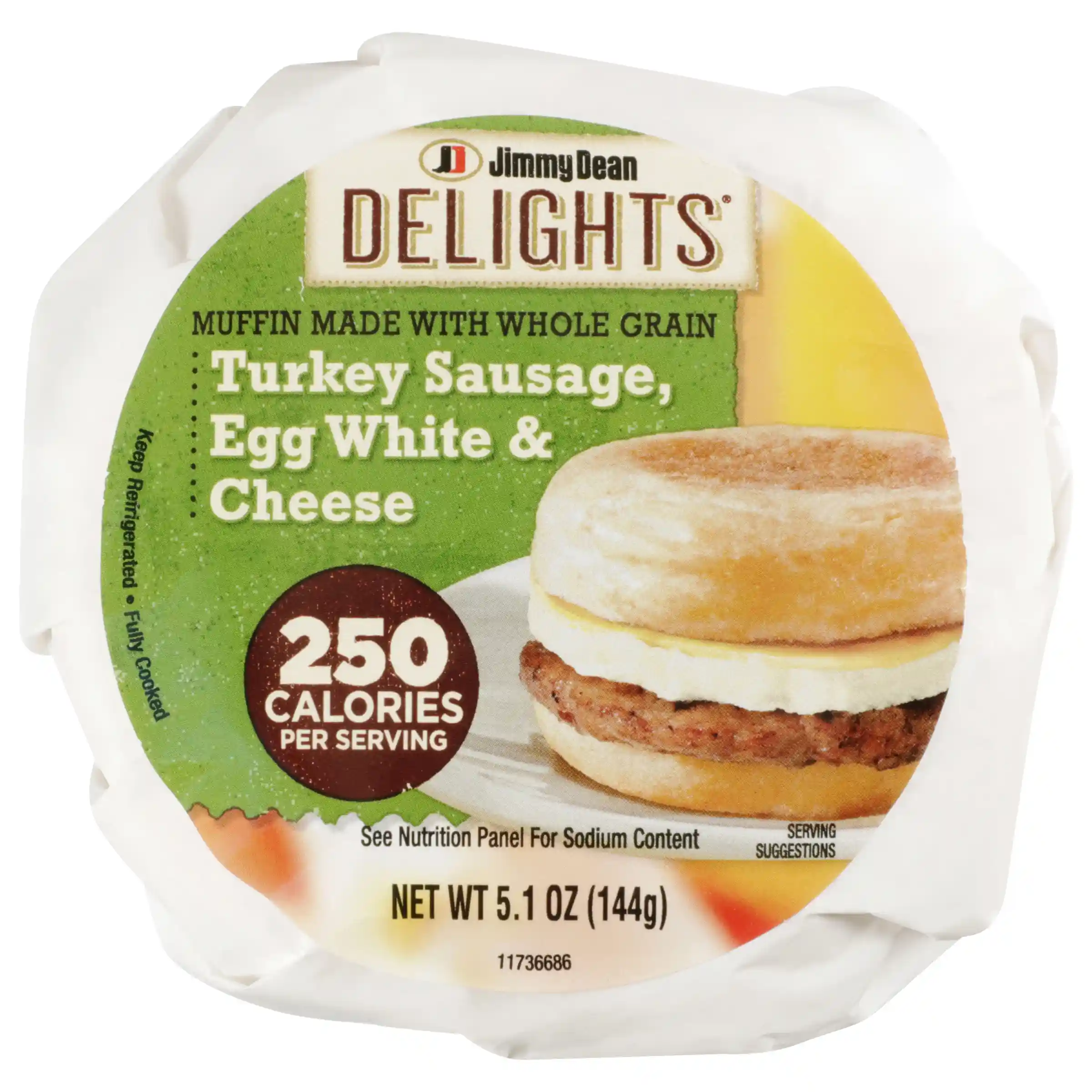 Jimmy Dean Delights® Butcher Wrapped Turkey Sausage, Egg White & Cheese Whole Grain Muffin_image_3