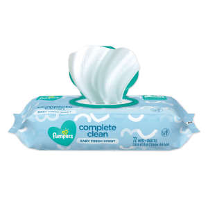 PG75536, Procter & Gamble,  Complete Clean Baby Wipes, 1-Ply, Baby Fresh,  72 Wipes/Container